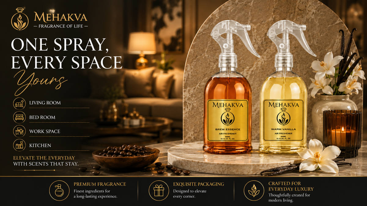 Mehakva Blog Post: Brew Essence & Warm Vanilla: A Day-to-Night Fragrance Duo for Home and Office - Featured Image